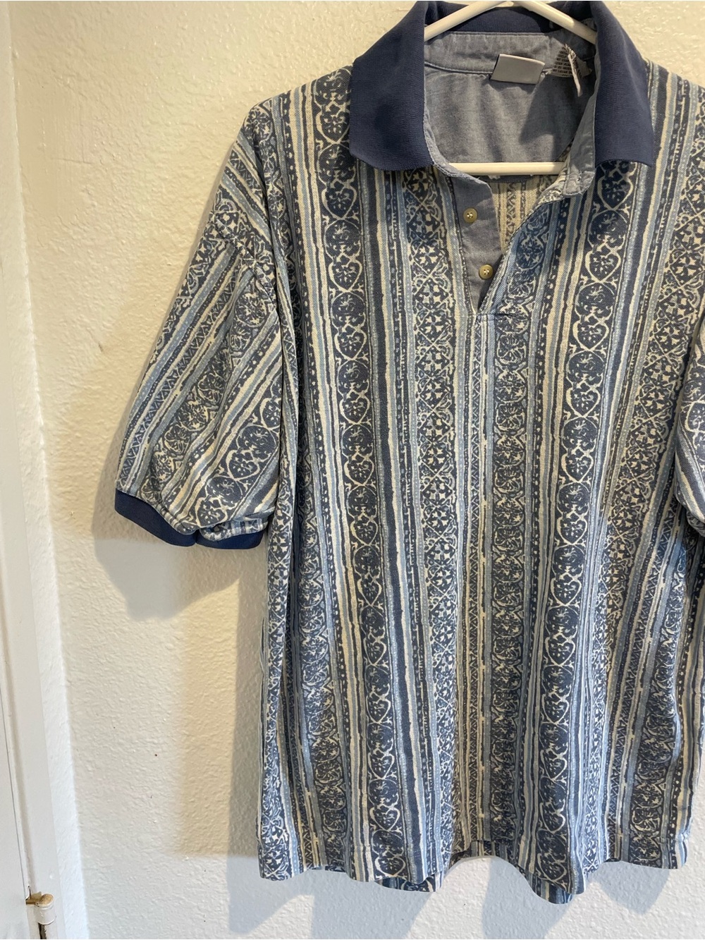 💠 Vintage 90s Bugle Boy Geometric Polo Shirt Men's XL - Picture 2 of 5